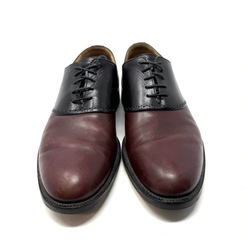 Johnston & Murphy Conrad Saddle‎ Dress Oxfords Shoes Brown Black 8.5 M Leather